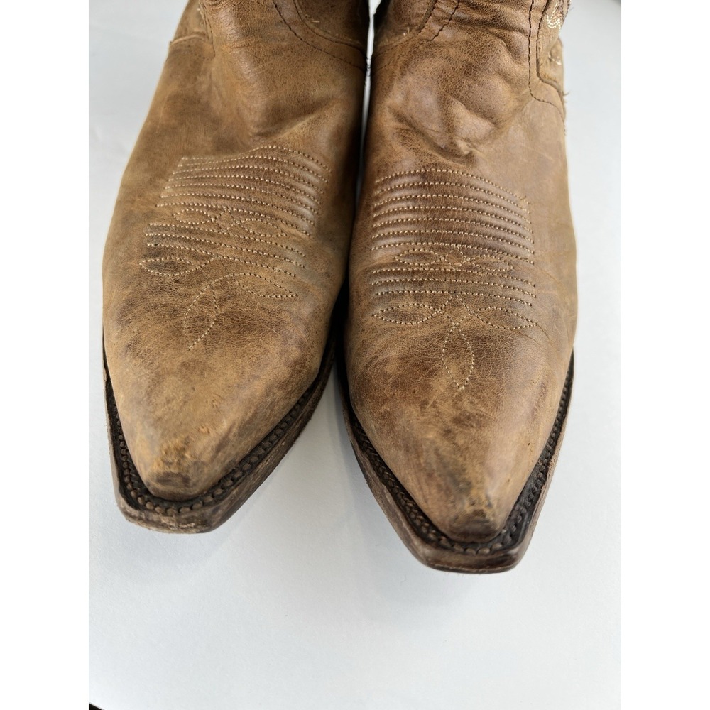 Vintage Nocona Cowboy Boots Women Size 7.5 B Brown Leather Snip Toe Style 5015 - Picture 4 of 16